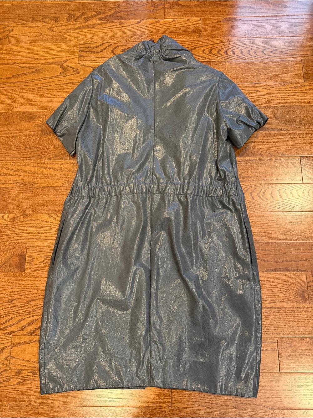 Marni Metallic Short-Sleeve Trench Coat in Shimmering Gray - Picture 2 of 14